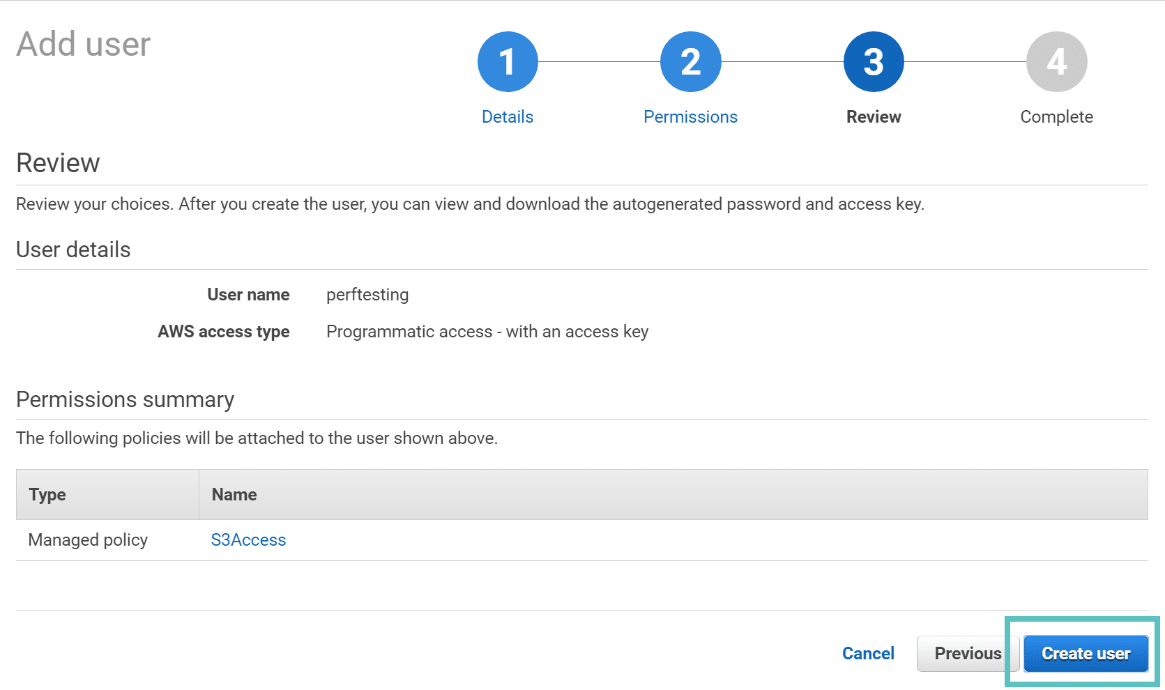 Crea utente in AWS