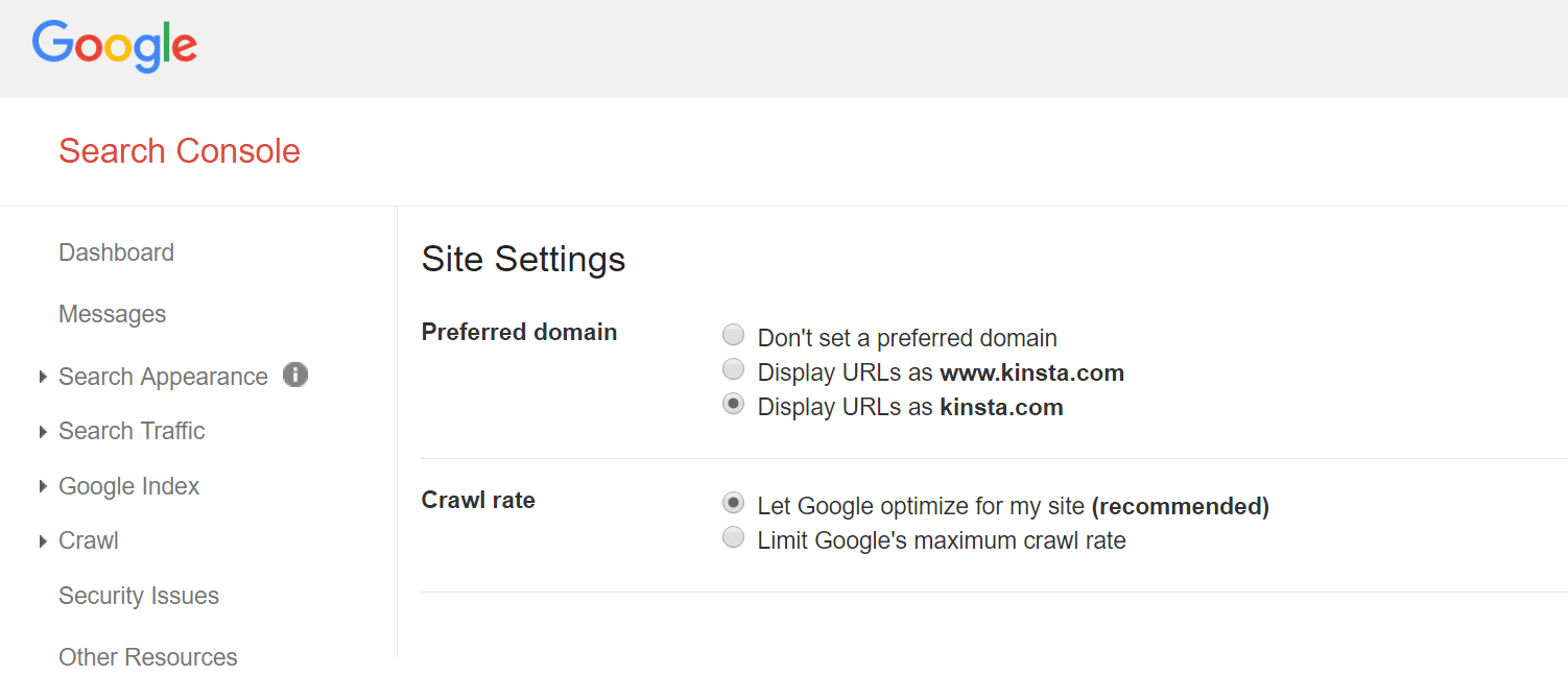 Dominio preferito in Google Search Console Dominio preferito in Google Search Console
