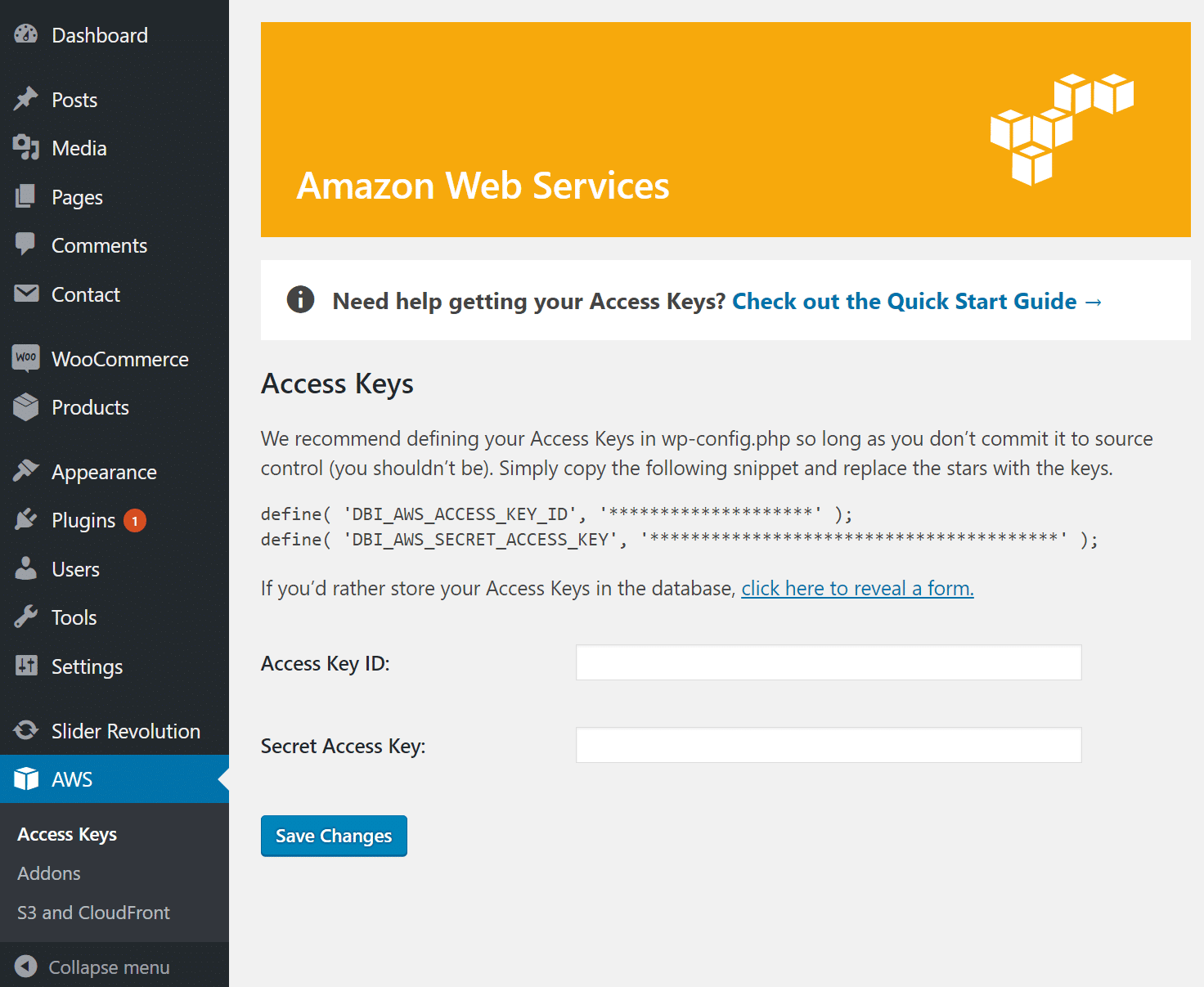 agganciare amazon web services in wordpress