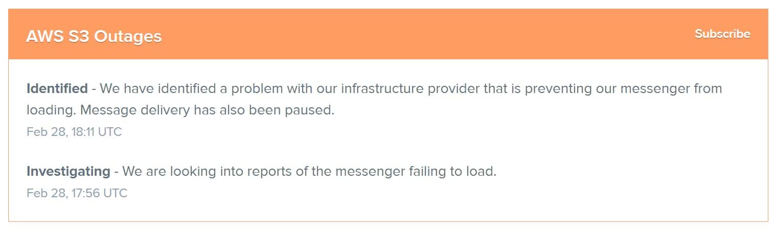 Interruzioni AWS S3