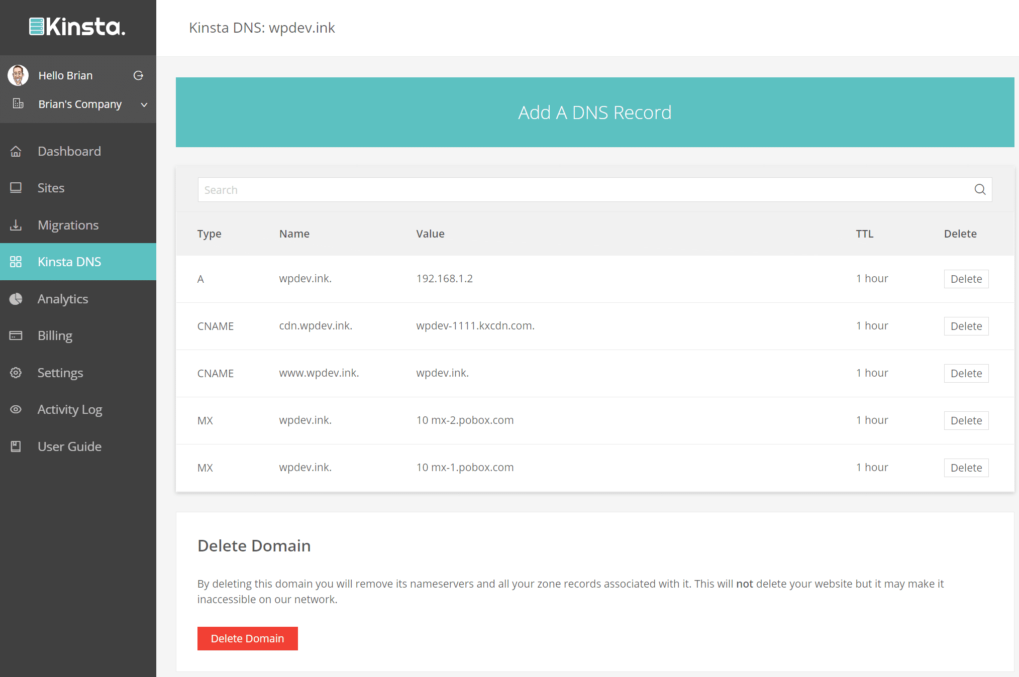 Aggiungere un record DNS