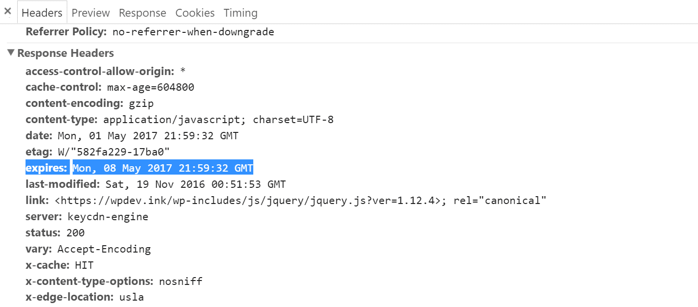 Header expires