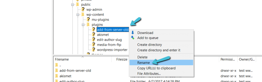 Rinominare la cartella del plugin di WordPress