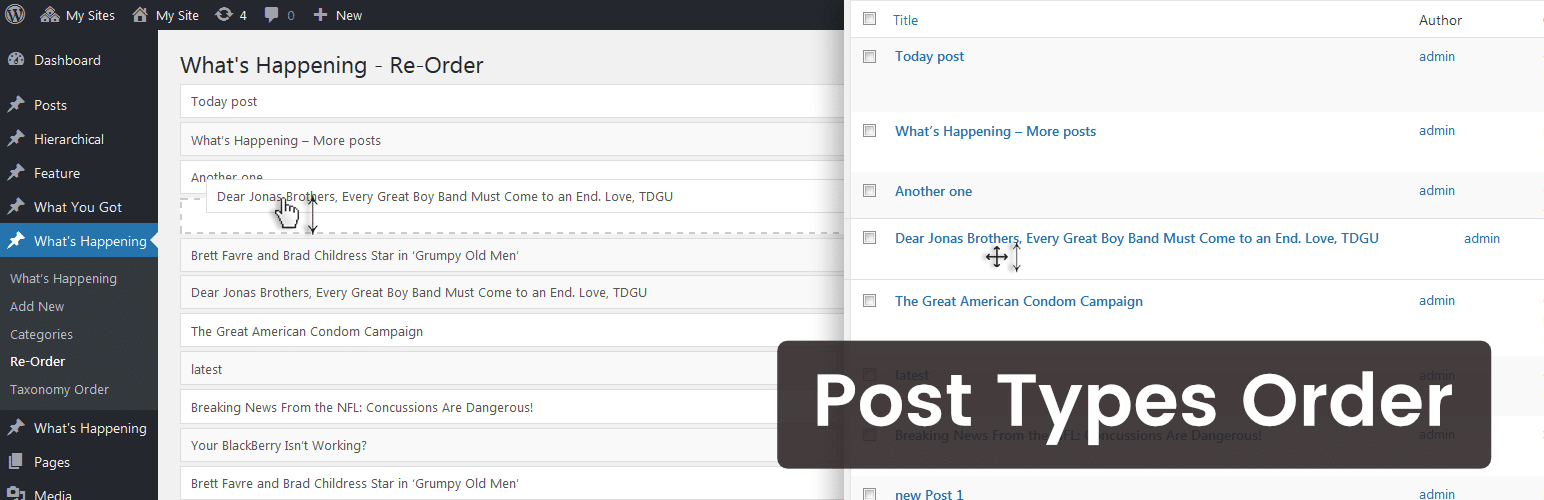 Il plugin Post types order