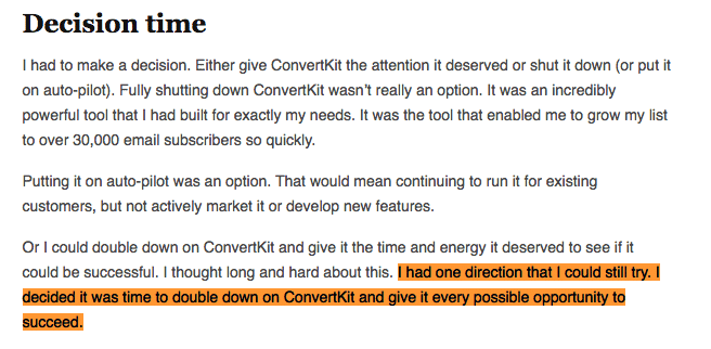 ConvertKit - decision time