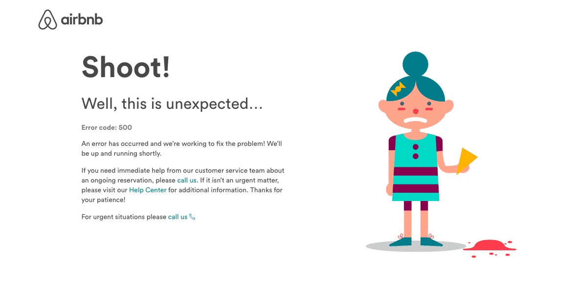Errore 500 internal server error di Airbnb