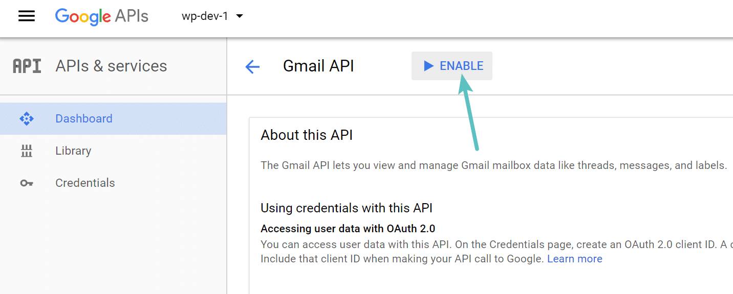 Abilitazione API Gmail