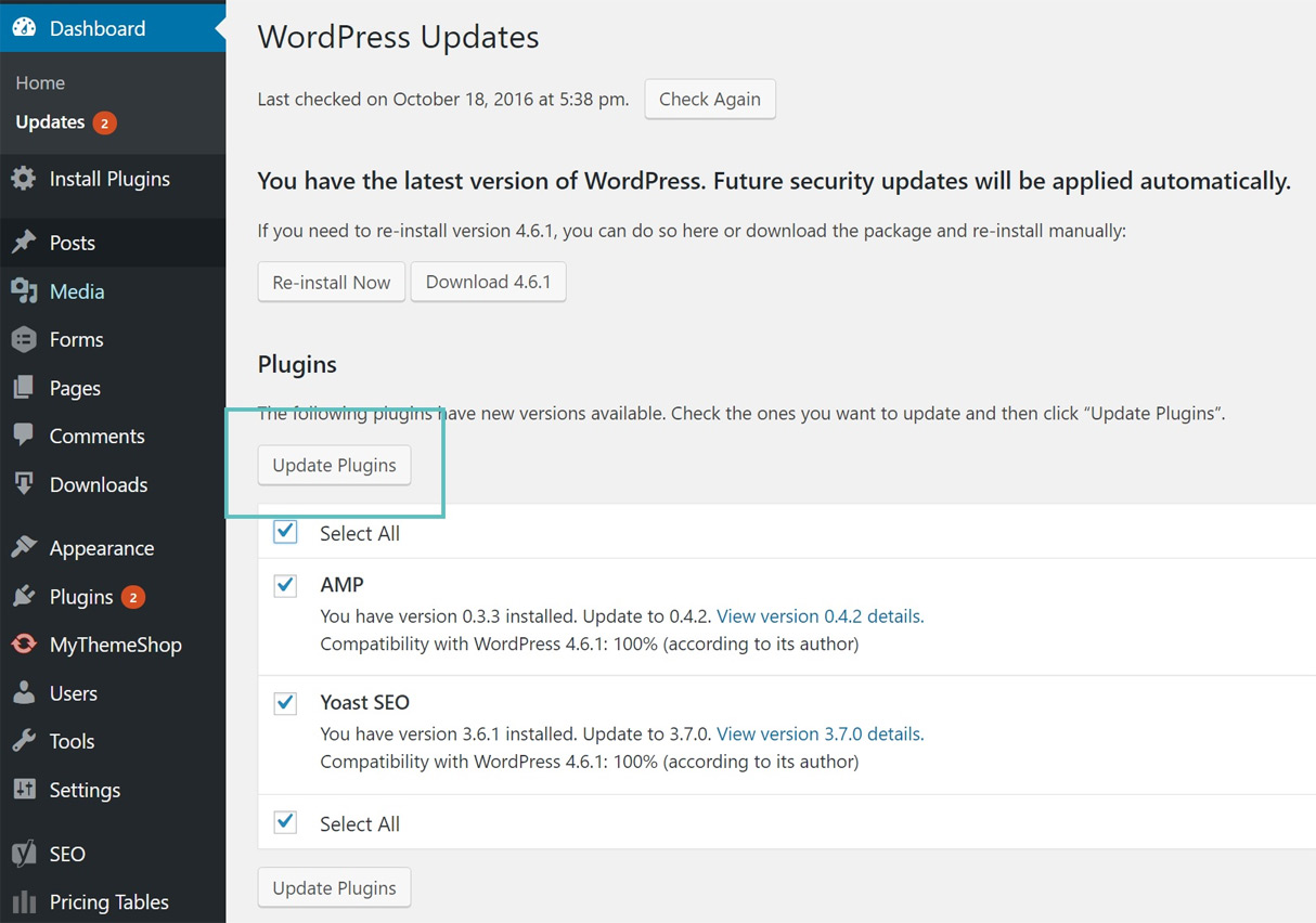 Aggiornare i Plugin di WordPress