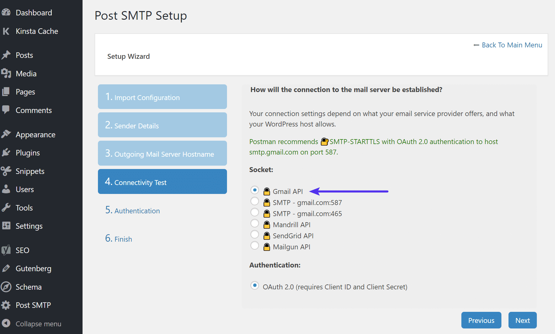 API di Gmail in Post SMTP