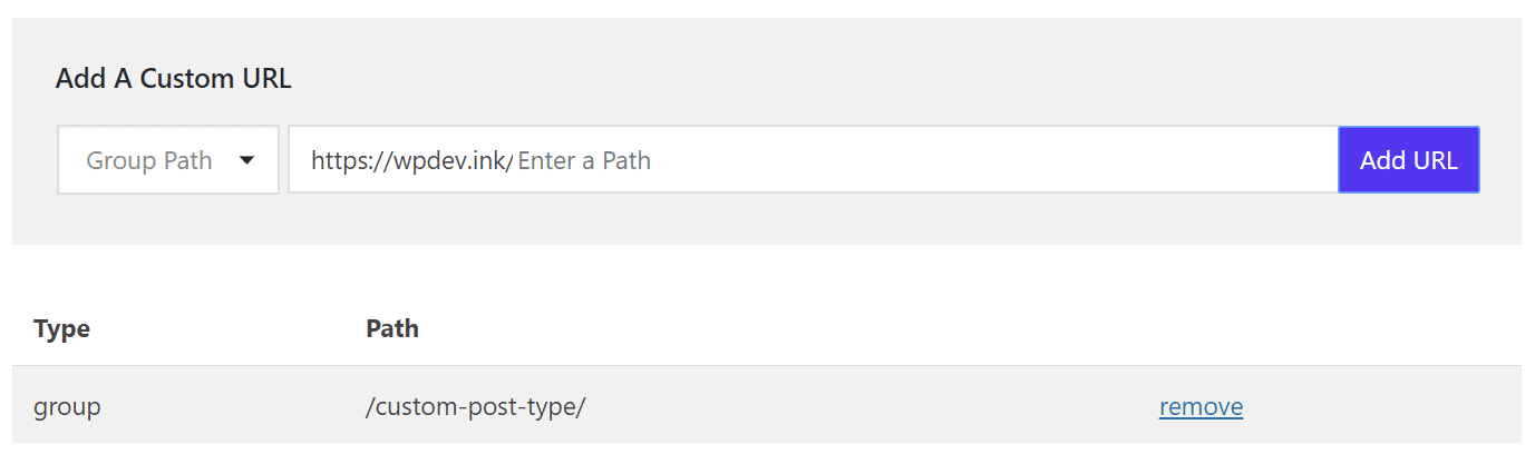 Gruppo di percorsi di una URL personale