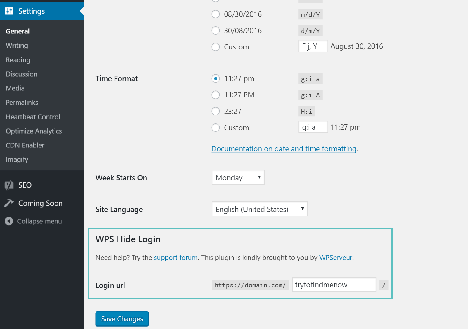 Cambiare URL login WordPress