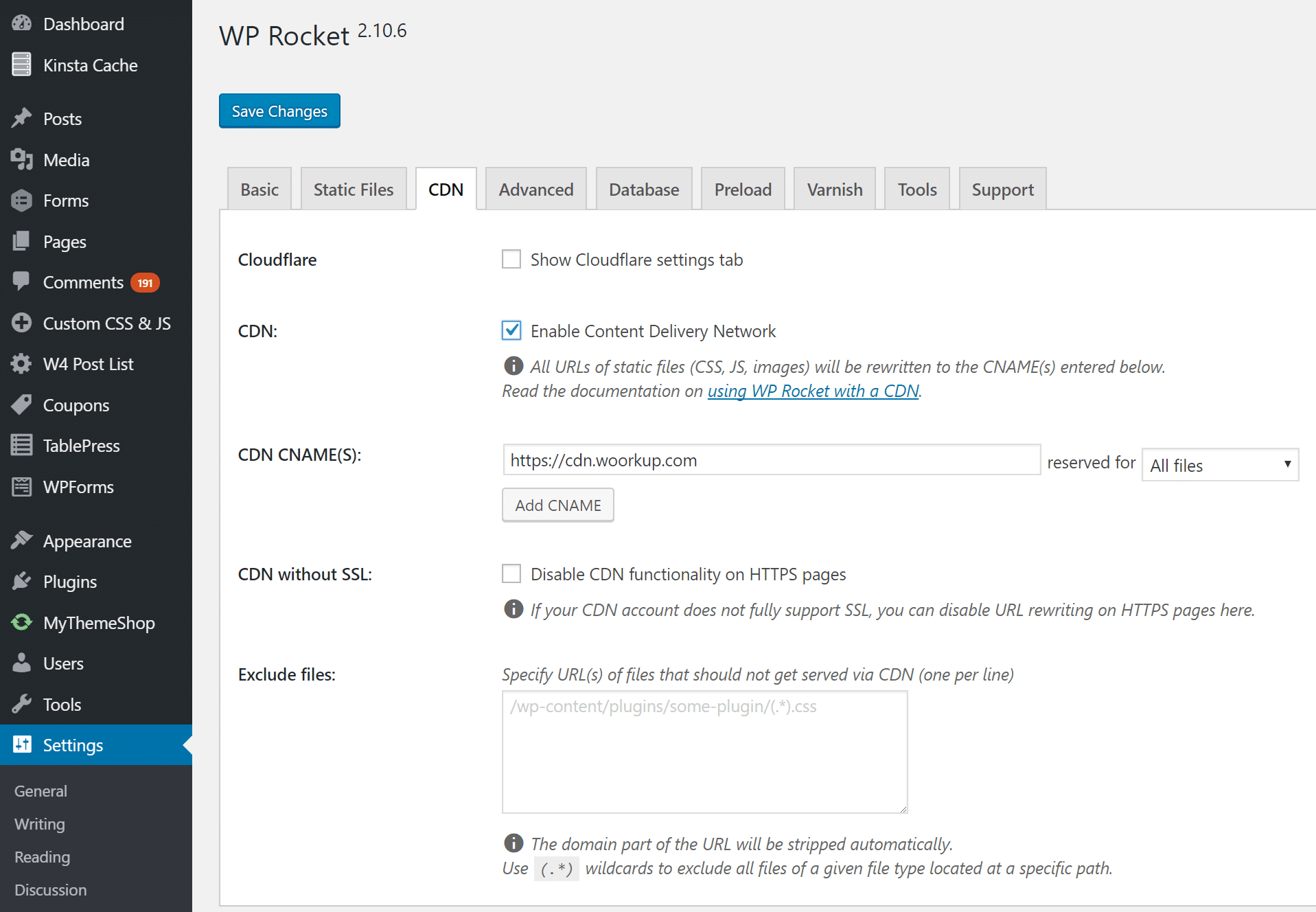 CDN in WP Rocket