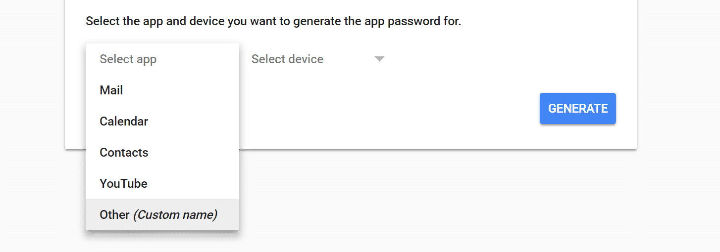 Generare App password