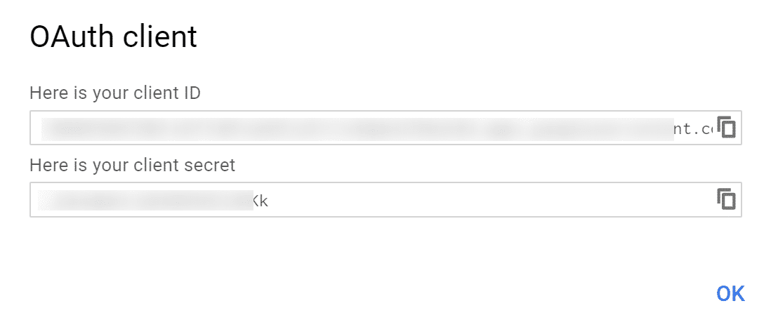 Client id e client secret di Oauth
