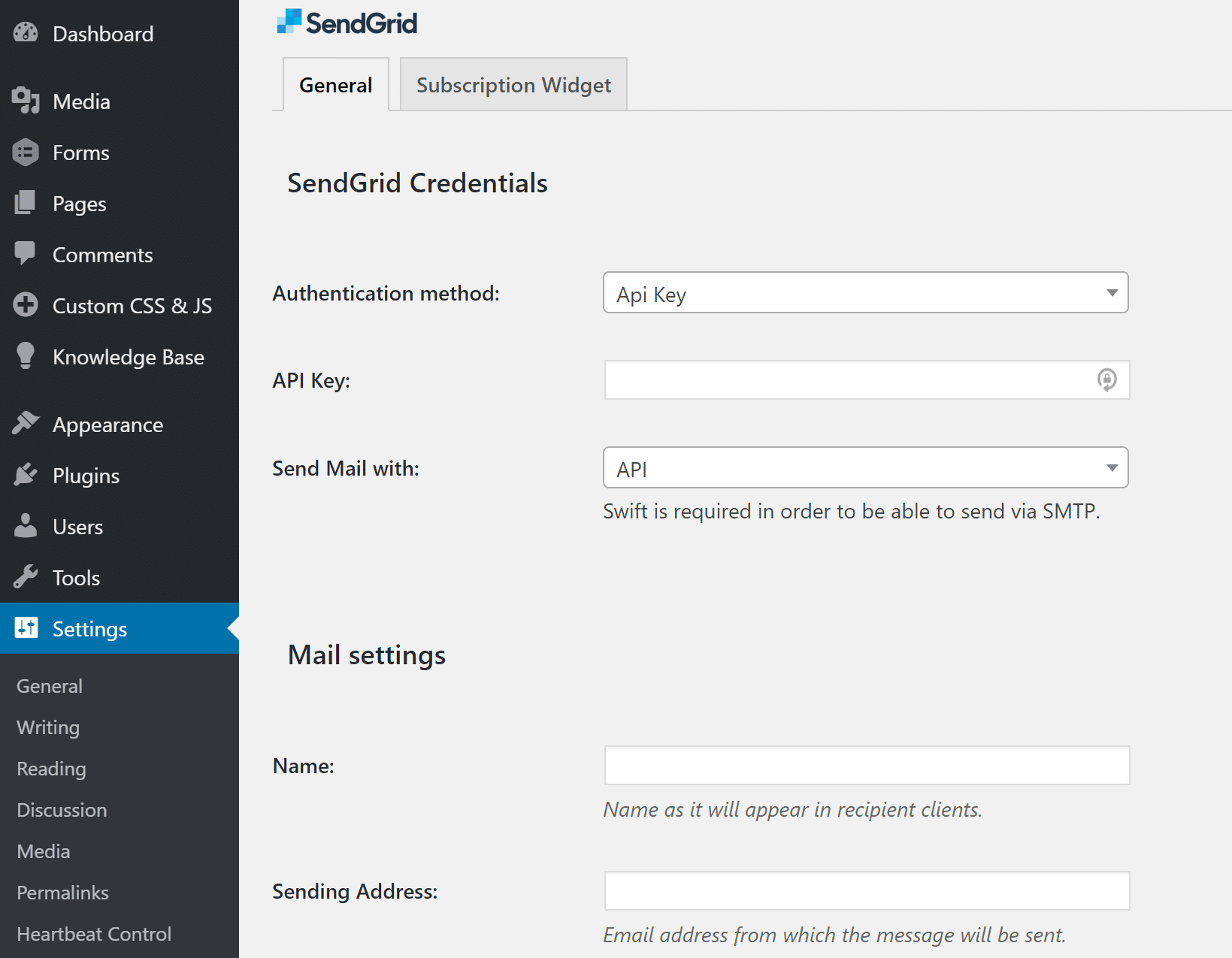 Integrazione plugin Sendgrid WordPress