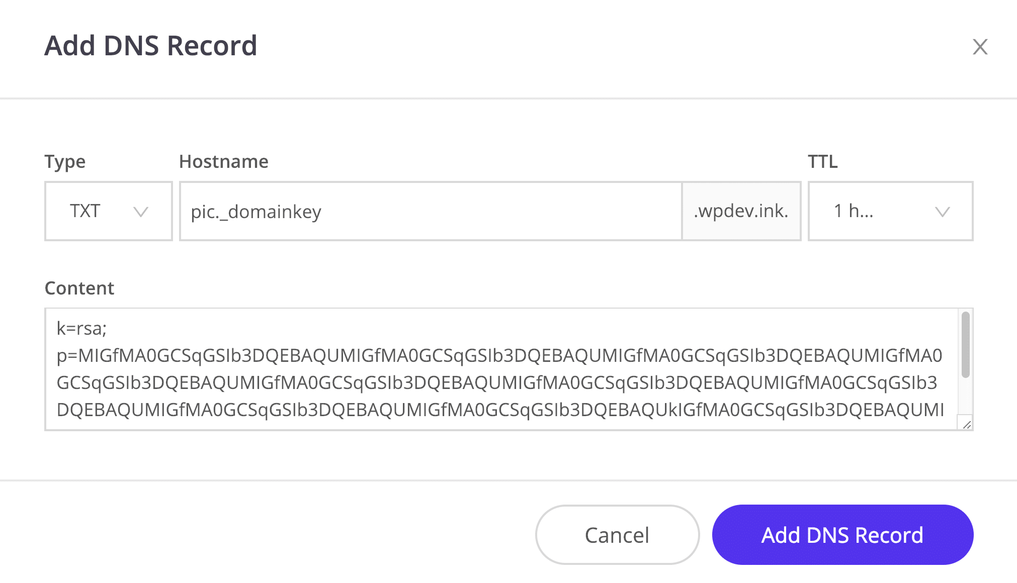 Record DKIM