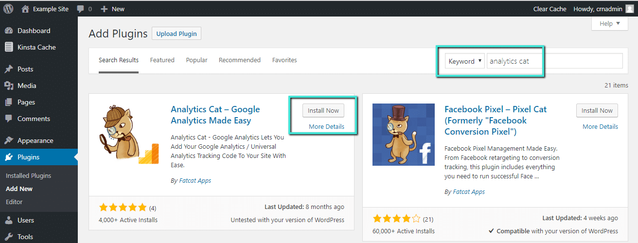 Come installare Analytics Cat