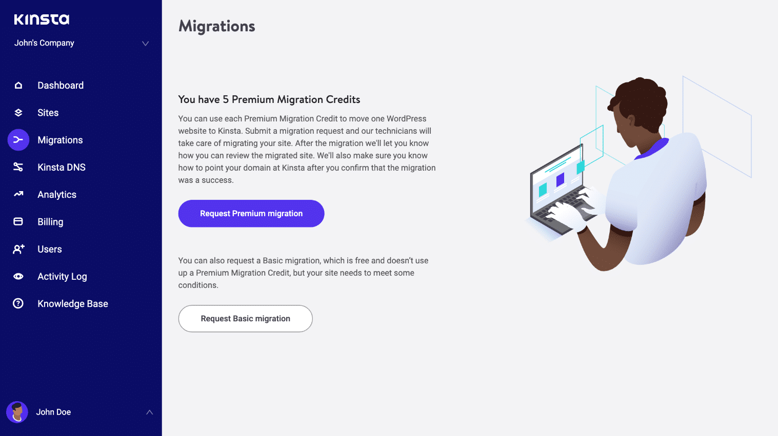 Invia richiesta migrazione WordPress