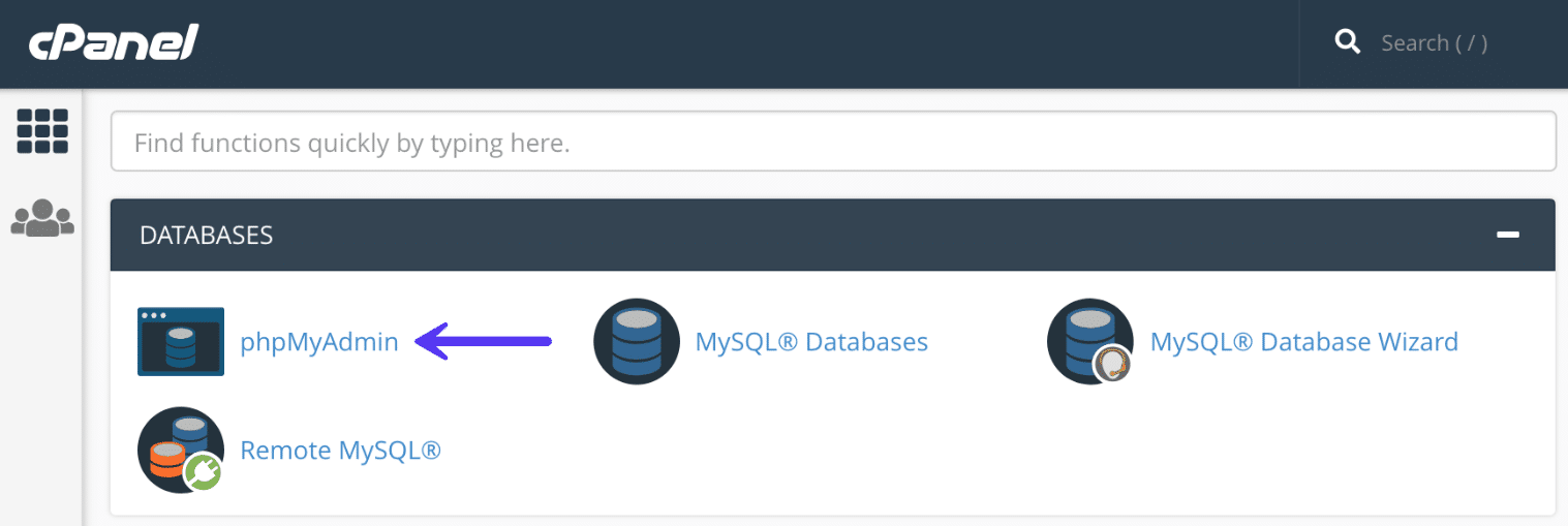 phpMyAdmin in cPanel