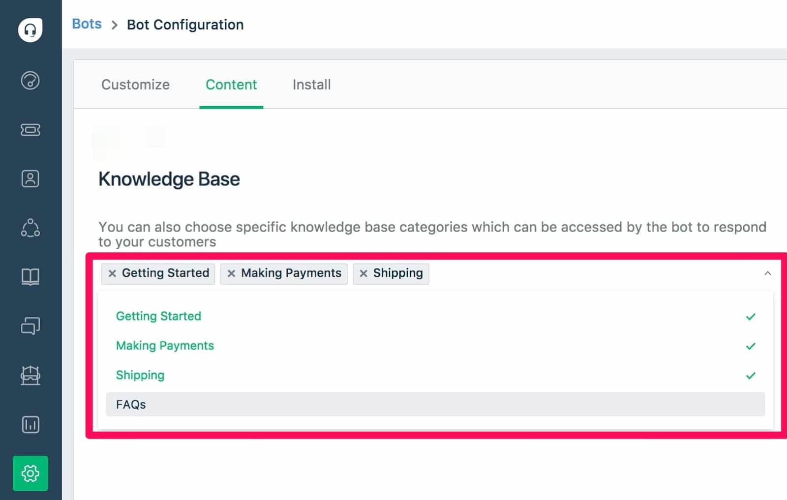 Connettere il chatbot alla KB