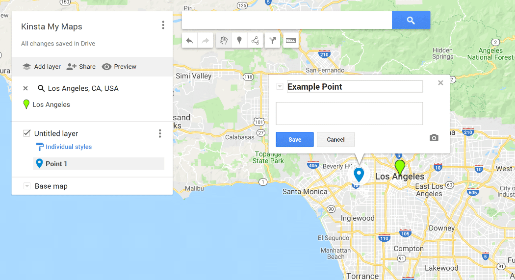 L'interfaccia di Google My Maps
