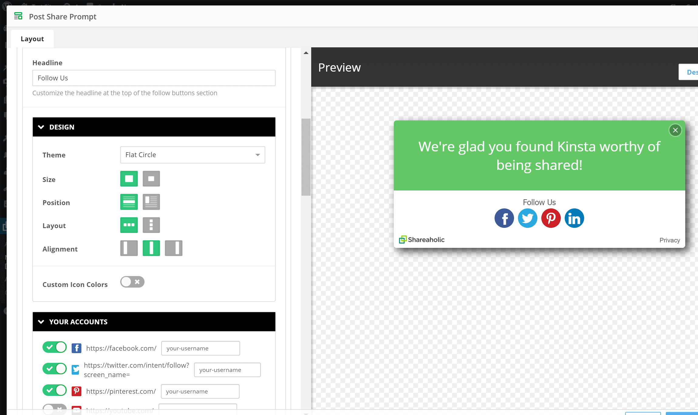 Come aggiungere i pulsanti follow alla notifica dopo-condivisione