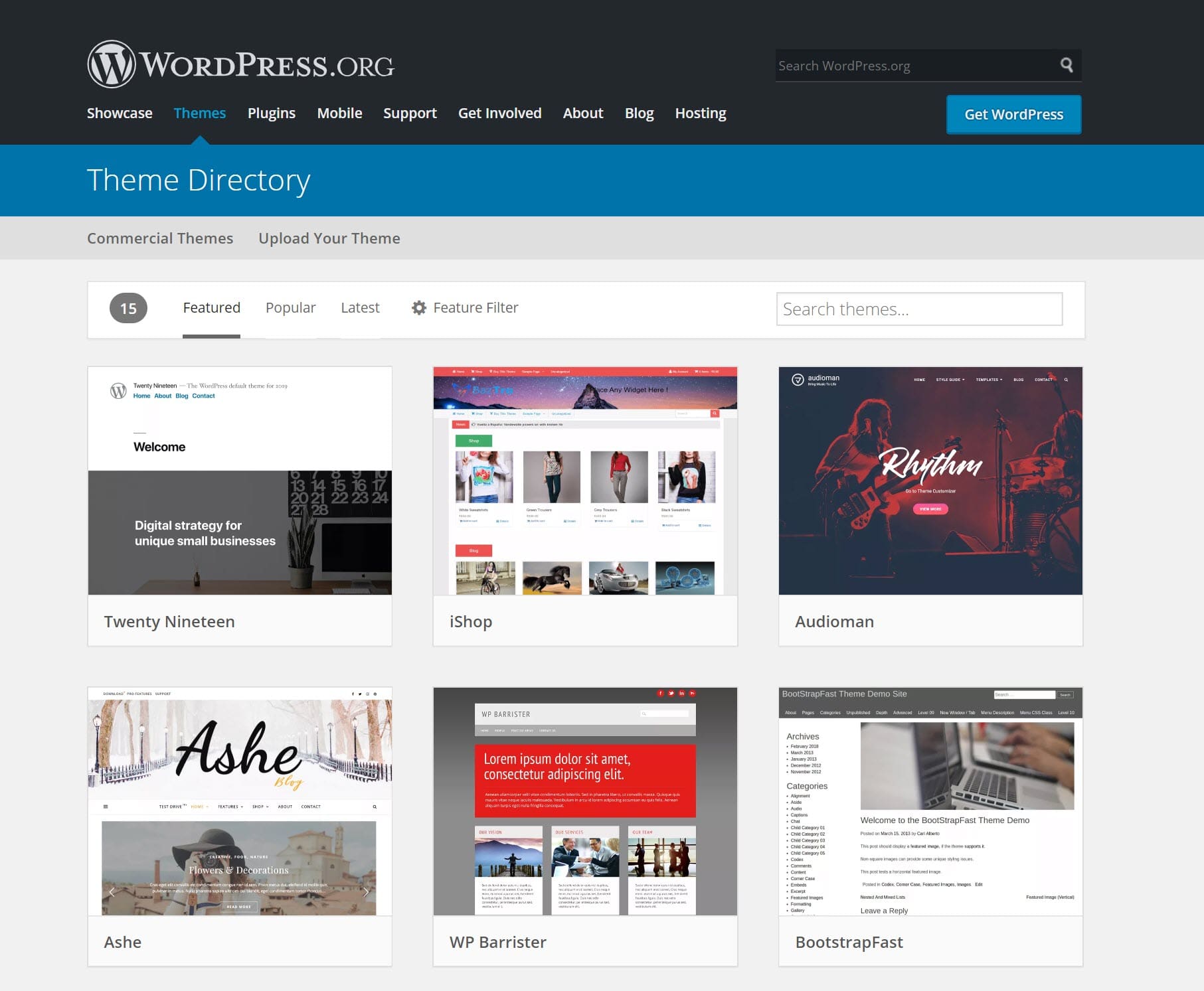 La homepage della directory dei plugin di WordPress