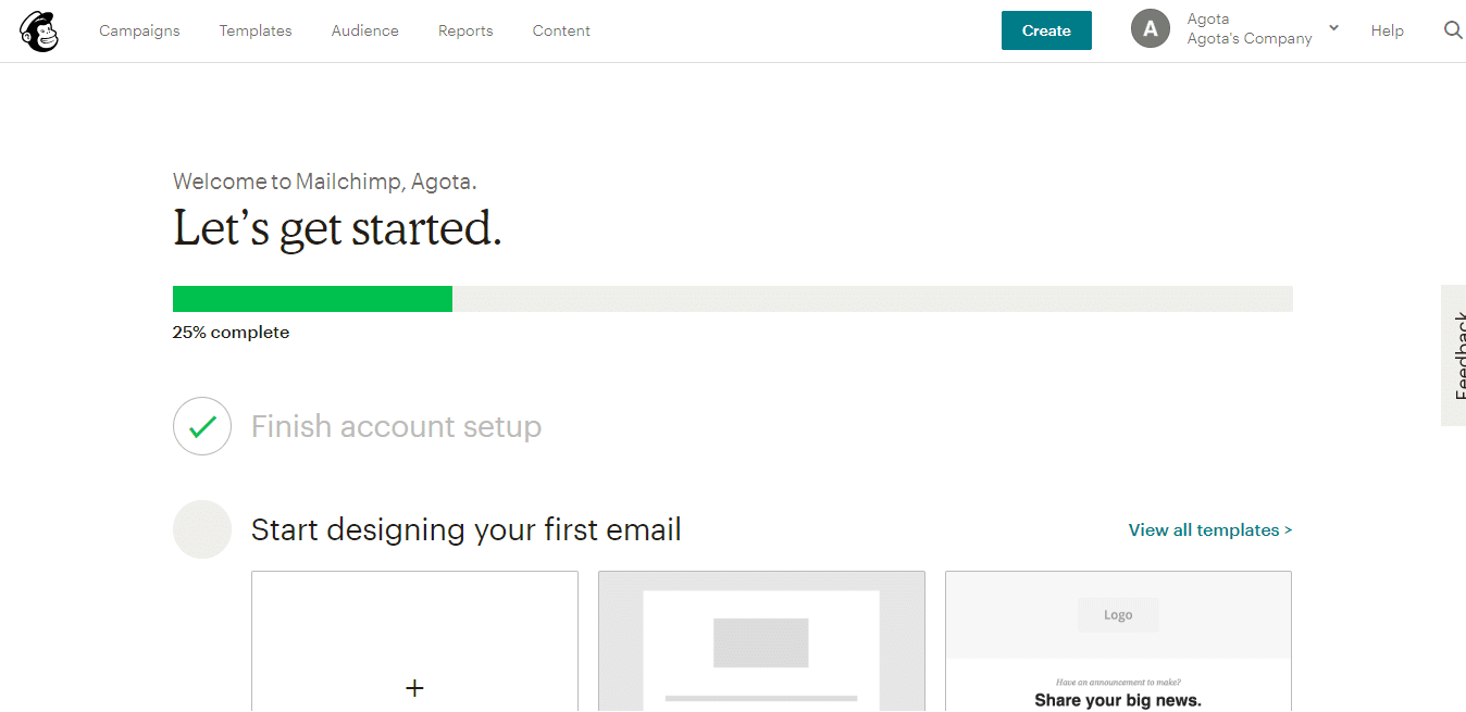 Progettare la prima email in Mailchimp