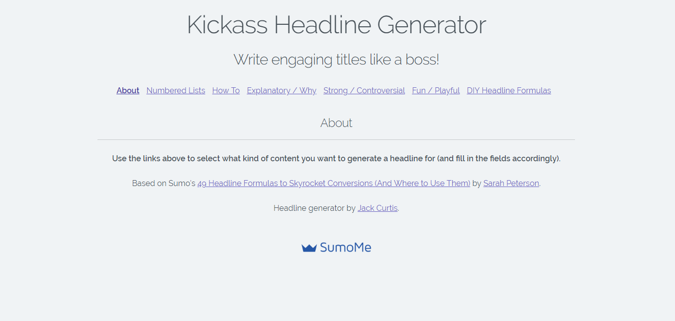 I migliori strumenti di analisi delle headline: Sumo Kickass Headline Generator