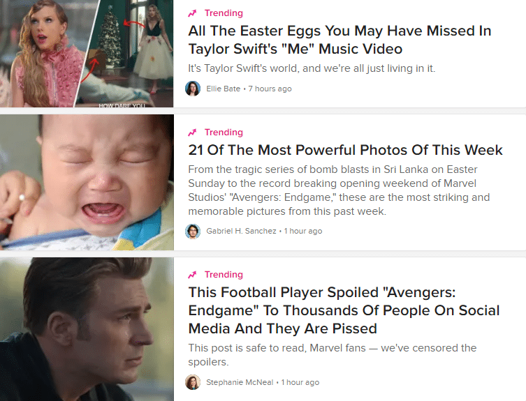 Headline di BuzzFeed