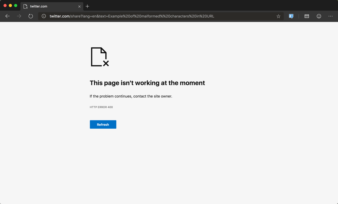 Errore 400 bad request in Microsoft Edge