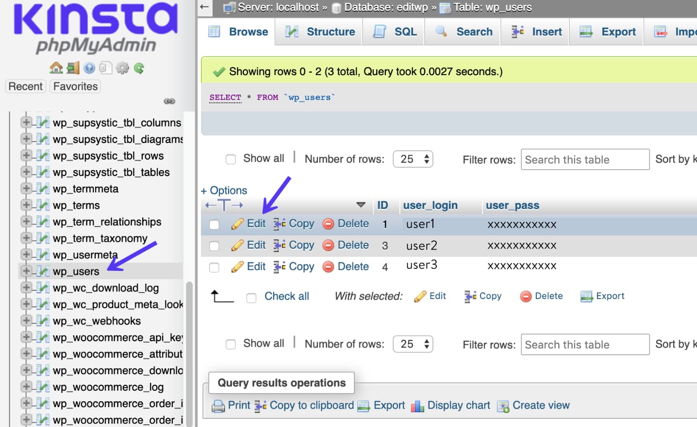 Modifica utente in phpMyAdmin