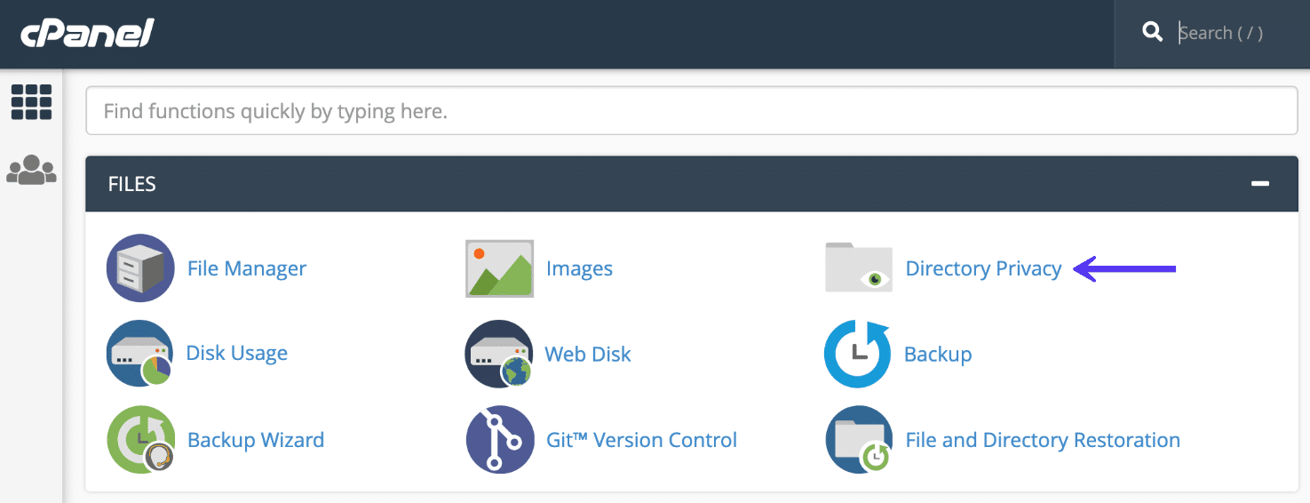 Directory Privacy su cPanel