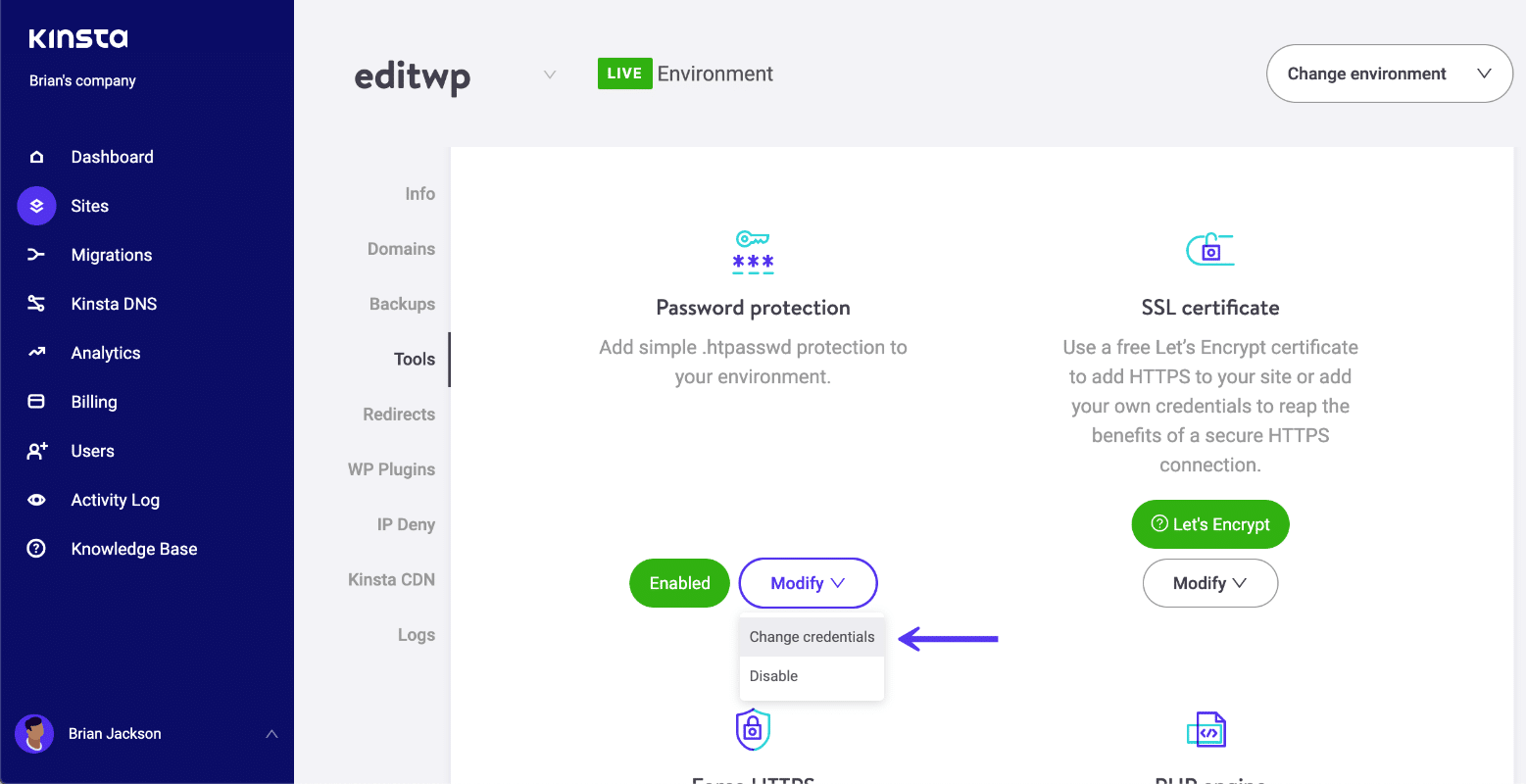 Modificare o disabilitare .htpasswd