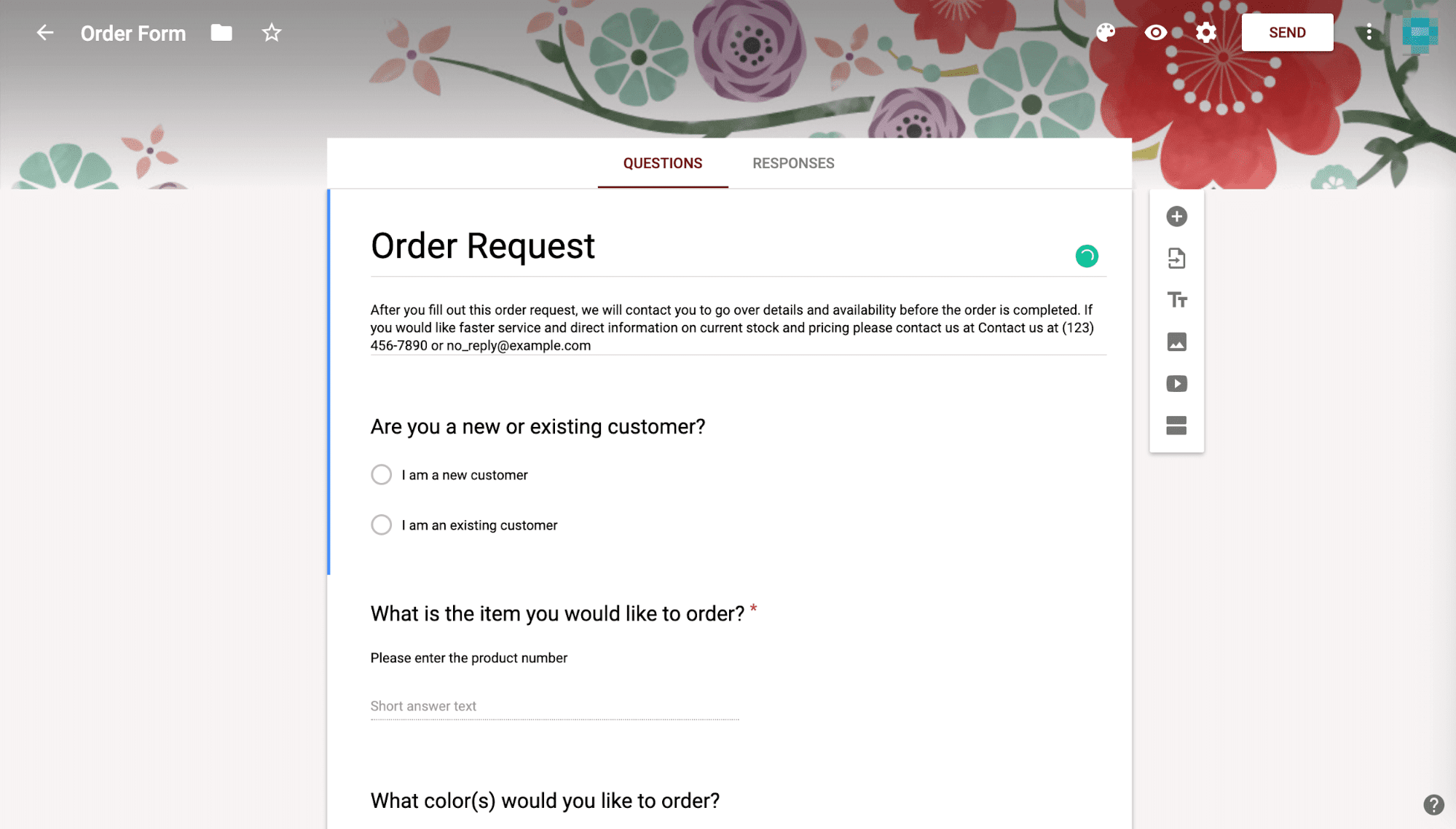 Esempio di richiesta d'ordine