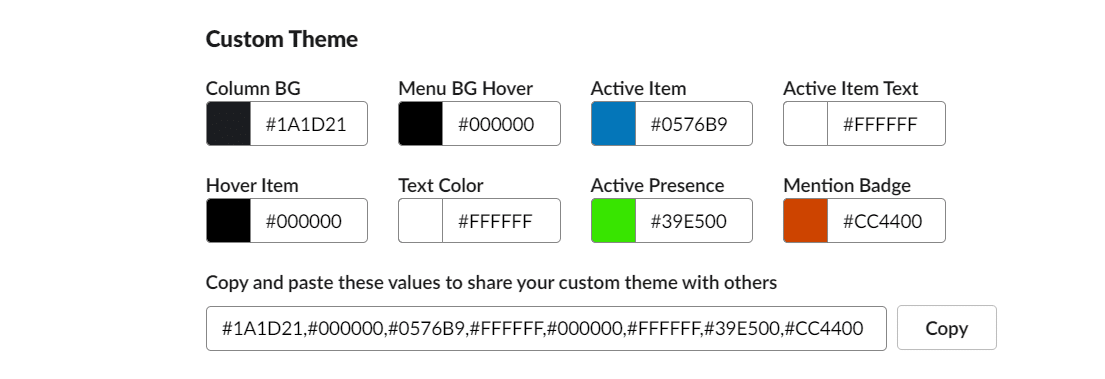 Modifica del tema Slack