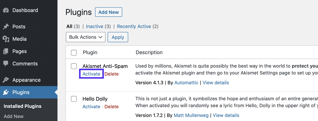 Attivare ogni plugin fino a quando non si verifica nuovamente l'errore di timeout della sessione di WordPress