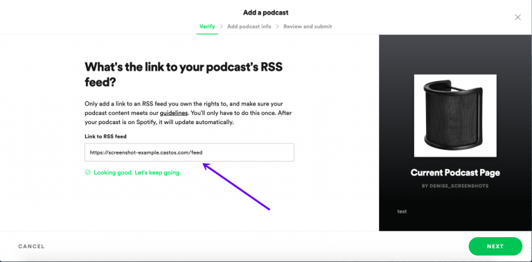Inviare il vostro podcast a Spotify via RSS feed