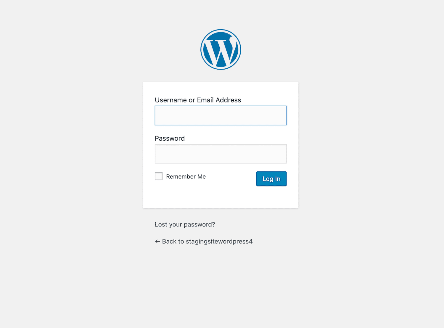 La schermata di login di WordPress