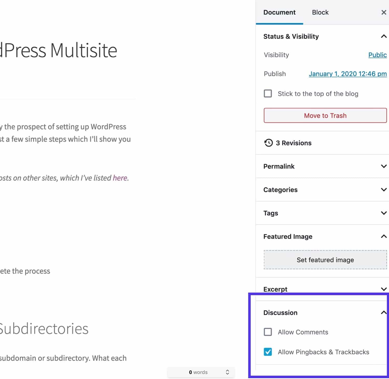 Schermata di post editing - Discussione