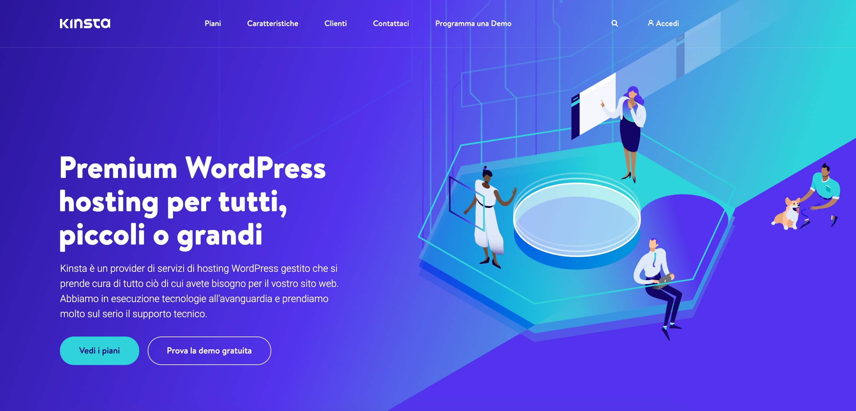 Above the fold sulla homepage di Kinsta
