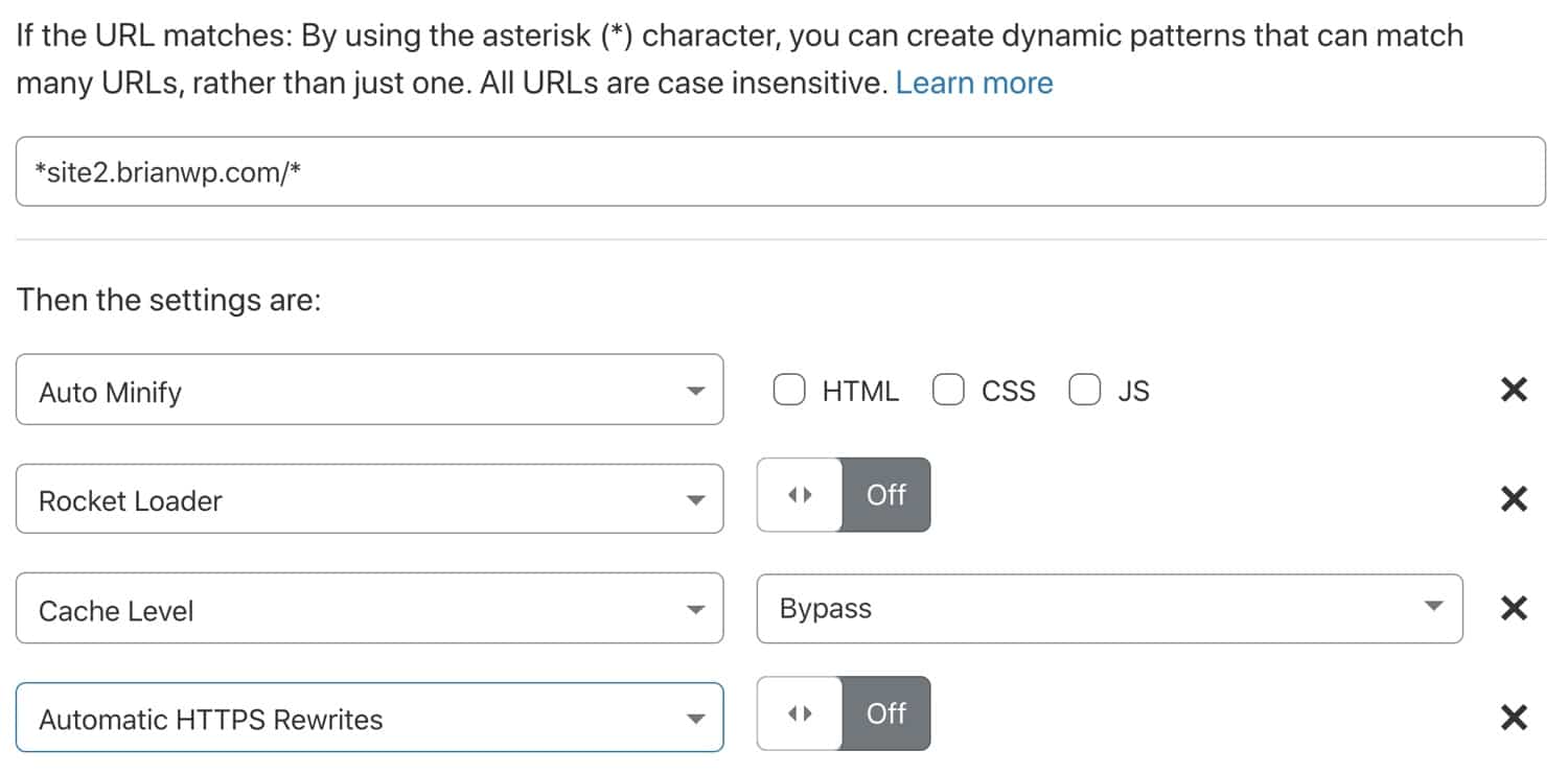 Creare una regola di pagina Cloudflare selettiva che punti ad un sottosito WordPress