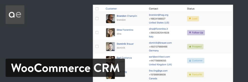 Plugin WordPress WooCommerce Customer Relationship Manager