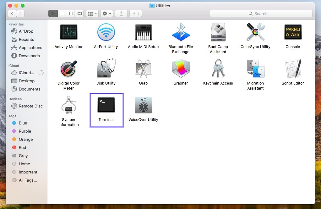 L'applicazione terminale su Mac