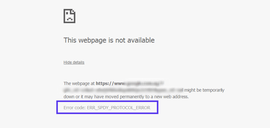 Il messaggio ERR_SPDY_PROTOCOL_PROTOCOL_ERROR di Google Chrome