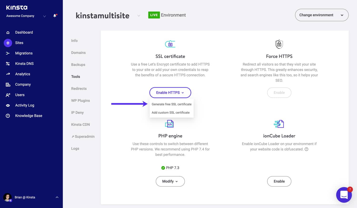 Genera un certificato SSL gratuito per il vostro WordPress multisito.