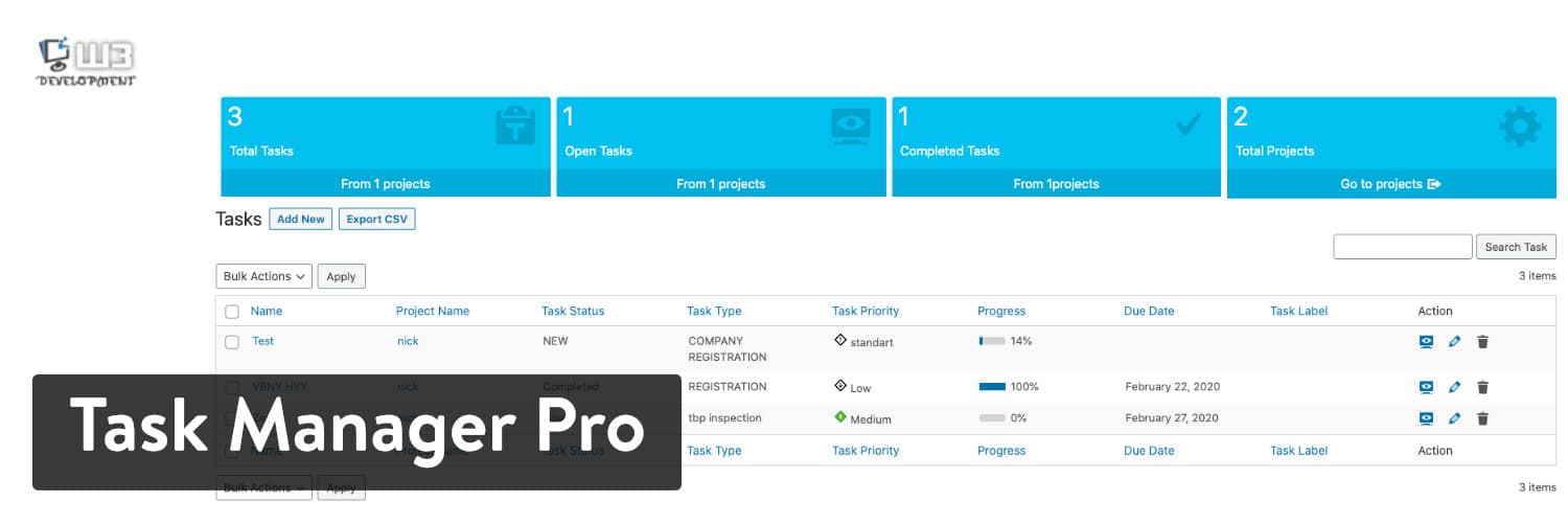 Plugin WordPress Task Manager Pro