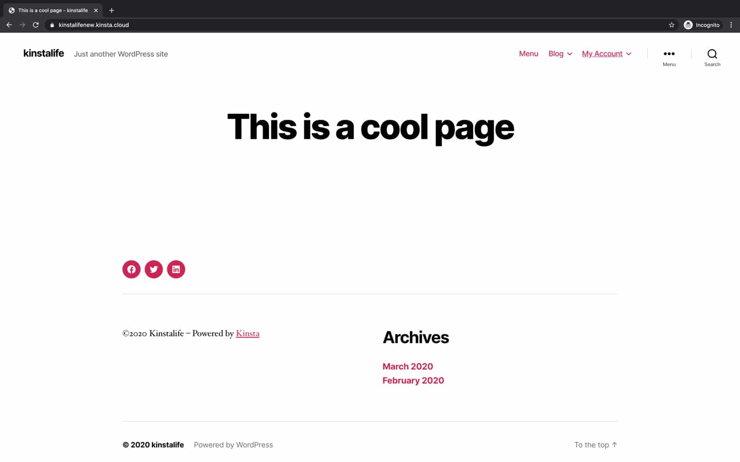 Un sito WordPress migrato da Migrate Guru.