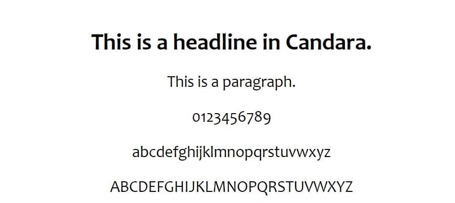 Esempio di font Candara