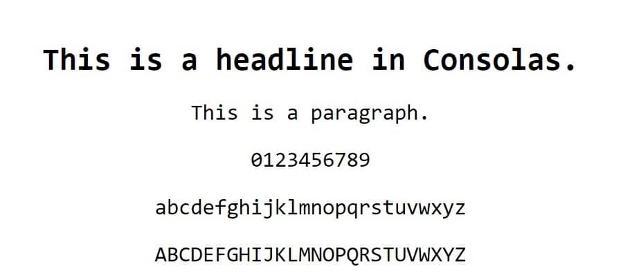 Esempio di font Consolas
